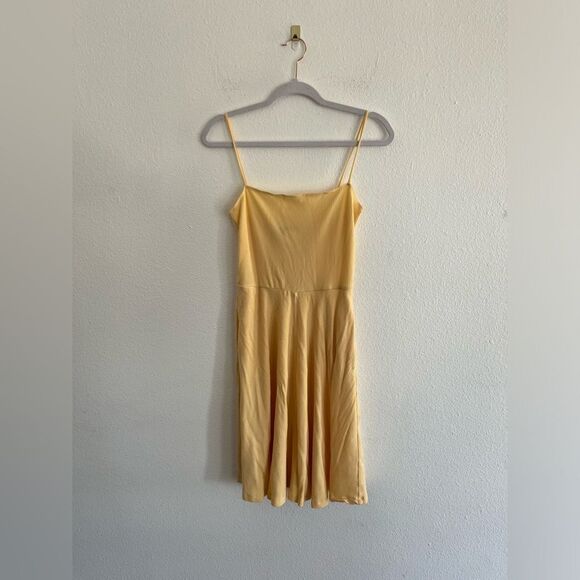 REFORMATION Elegant Yellow Spaghetti Strap Dress, pockets, size L - Picture 1 of 8